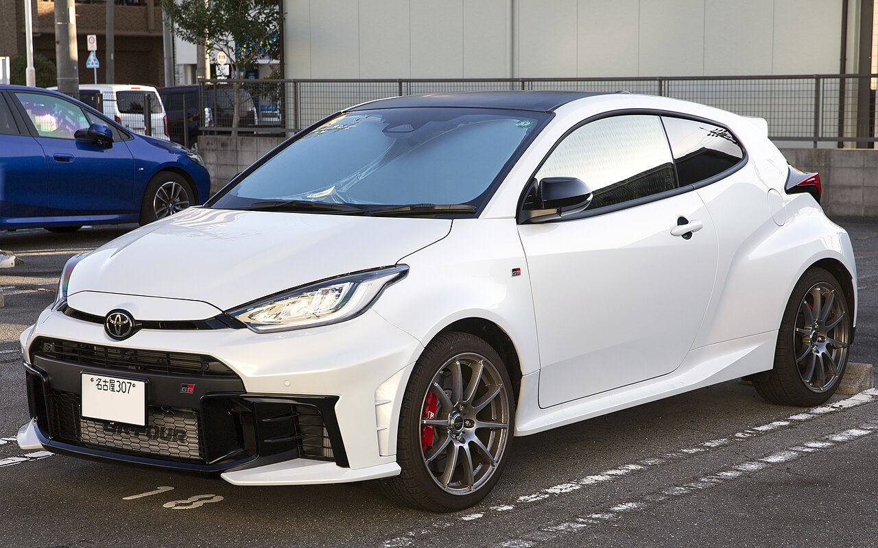 White Toyota GR Yaris RZ High Performance parked in Japan